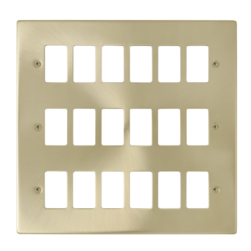 Scolmore VPSB20518 - 18 Gang GridPro® Frontplate - Satin Brass GridPro Scolmore - Sparks Warehouse