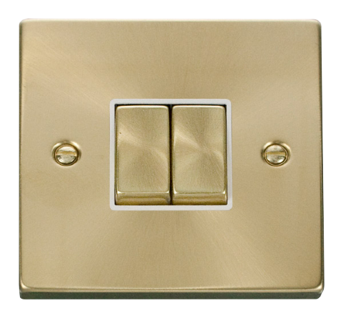 Scolmore VPSB412WH - 2 Gang 2 Way ‘Ingot’ 10AX Switch - White Deco Scolmore - Sparks Warehouse