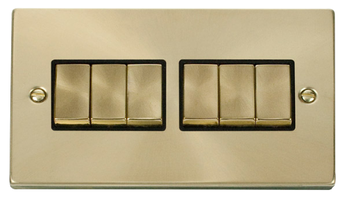 Scolmore VPSB416BK - 6 Gang 2 Way ‘Ingot’ 10AX Switch - Black Deco Scolmore - Sparks Warehouse