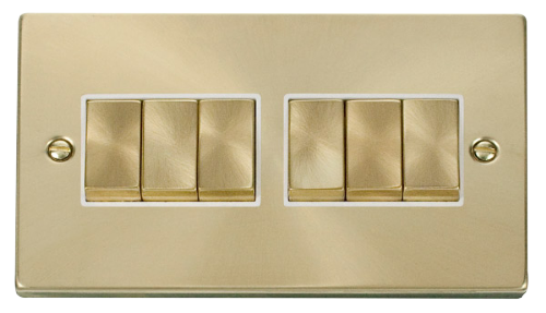 Scolmore VPSB416WH - 6 Gang 2 Way ‘Ingot’ 10AX Switch - White Deco Scolmore - Sparks Warehouse