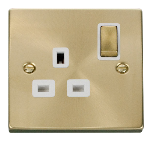 Scolmore VPSB535WH - 1 Gang 13A DP ‘Ingot’ Switched Socket Outlet - White Deco Scolmore - Sparks Warehouse