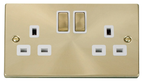 Scolmore VPSB536WH - 2 Gang 13A DP ‘Ingot’ Switched Socket Outlet - White Deco Scolmore - Sparks Warehouse