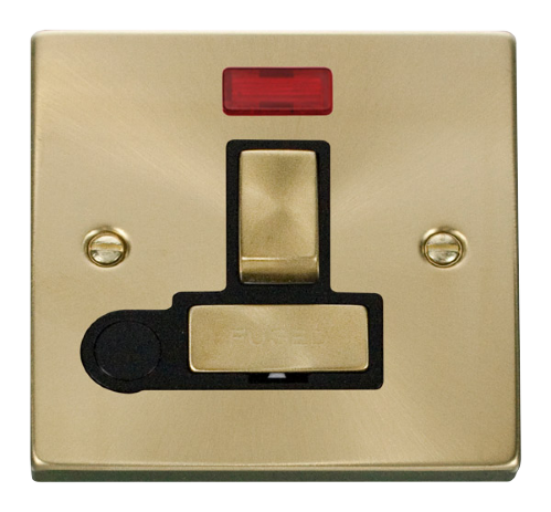 Scolmore VPSB552BK - 13A Fused ‘Ingot’ Switched Connection Unit With Flex Outlet + Neon - Black Deco Scolmore - Sparks Warehouse