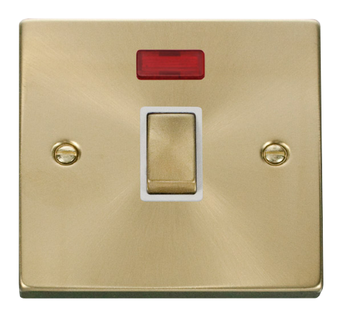 Scolmore VPSB723WH - 20A 1 Gang DP ‘Ingot’ Switch + Neon - White Deco Scolmore - Sparks Warehouse