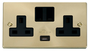 Scolmore VPSB770BK - 13A 2G Switched Socket With 2.1A USB Outlet (Twin Earth) - Black Deco Scolmore - Sparks Warehouse