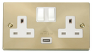 Scolmore VPSB770WH - 13A 2G Switched Socket With 2.1A USB Outlet (Twin Earth) - White Deco Scolmore - Sparks Warehouse