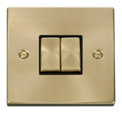 Scolmore VPSBBK-SMART2 - 1G Plate 2 Apertures Supplied With 2 x 10AX 2 Way Ingot Retractive Switch Modules - Black Deco Scolmore - Sparks Warehouse