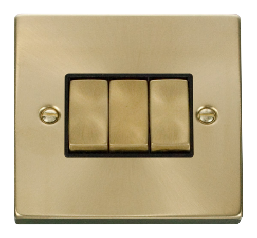 Scolmore VPSBBK-SMART3 - 1G Plate 3 Apertures Supplied With 3 x 10AX 2 Way Ingot Retractive Switch Modules - Black Deco Scolmore - Sparks Warehouse
