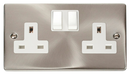 Scolmore VPSC036WH - 2 Gang 13A DP Switched Socket Outlet - White Deco Scolmore - Sparks Warehouse