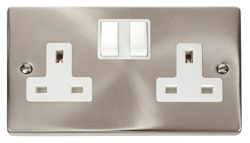 Scolmore VPSC036WH - 2 Gang 13A DP Switched Socket Outlet - White Deco Scolmore - Sparks Warehouse