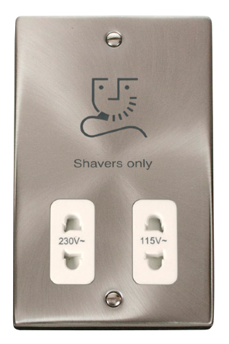 Scolmore VPSC100WH - Dual Voltage Shaver Socket Outlet 115/230V - White Deco Scolmore - Sparks Warehouse