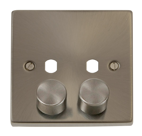 Scolmore VPSC152PL - 2 Gang Single Dimmer Plate + Knobs Deco Scolmore - Sparks Warehouse