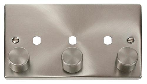 Scolmore VPSC153PL - 3 Gang Double Dimmer Plate + Knobs Deco Scolmore - Sparks Warehouse