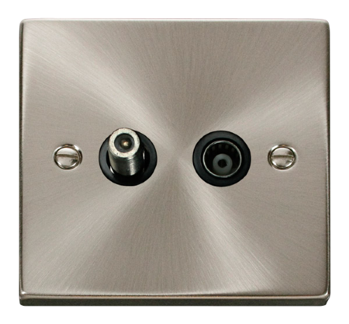 Scolmore VPSC157BK - 1 Gang Satellite + Isolated Coaxial Socket Outlet - Black Deco Scolmore - Sparks Warehouse