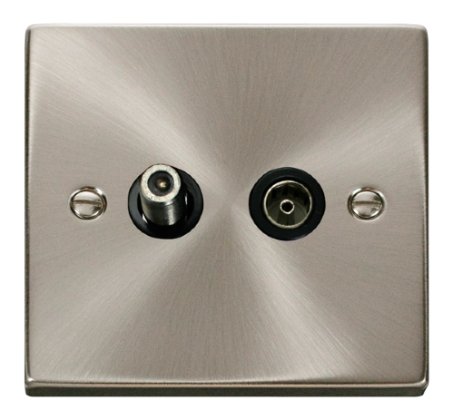 Scolmore VPSC170BK - 1 Gang Satellite + Coaxial Socket Outlet - Black Deco Scolmore - Sparks Warehouse