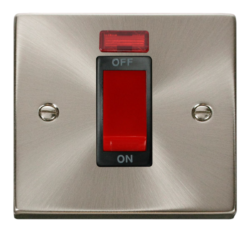 Scolmore VPSC201BK - 1 Gang 45A DP Switch With Neon - Black Deco Scolmore - Sparks Warehouse