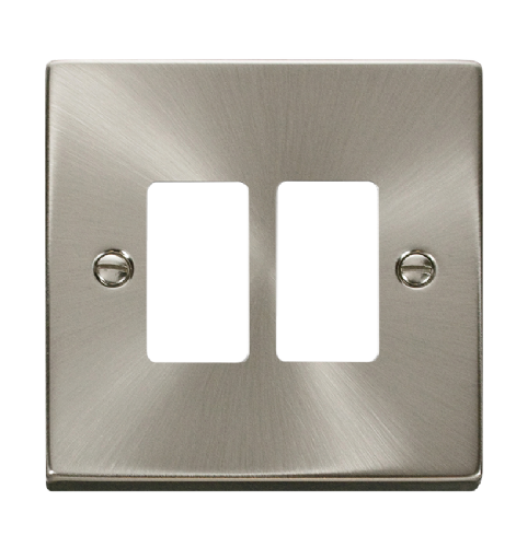 Scolmore VPSC20402 - 2 Gang GridPro® Frontplate - Satin Chrome GridPro Scolmore - Sparks Warehouse