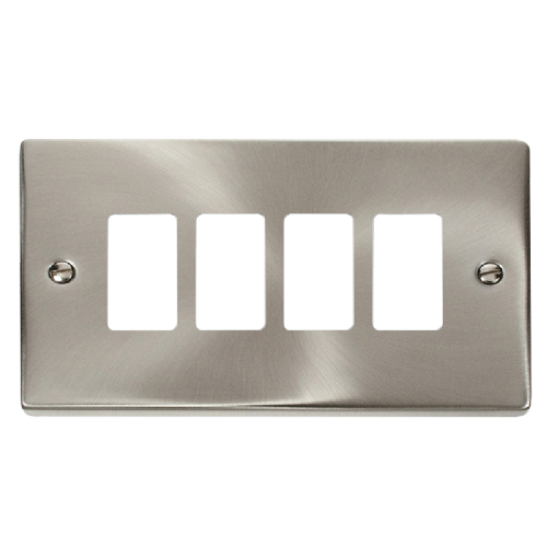 Scolmore VPSC20404 - 4 Gang GridPro® Frontplate - Satin Chrome GridPro Scolmore - Sparks Warehouse
