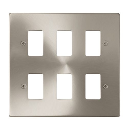 Scolmore VPSC20506 - 6 Gang GridPro® Frontplate - Satin Chrome GridPro Scolmore - Sparks Warehouse