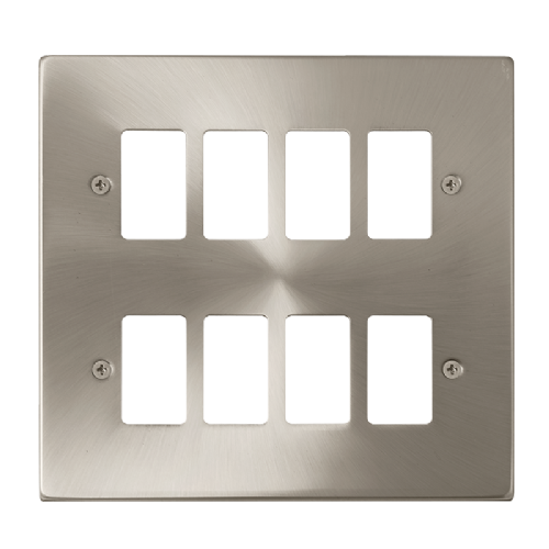 Scolmore VPSC20508 - 8 Gang GridPro® Frontplate - Satin Chrome GridPro Scolmore - Sparks Warehouse