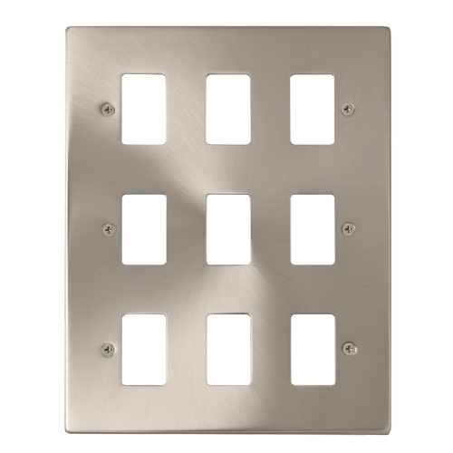 Scolmore VPSC20509 - 9 Gang GridPro® Frontplate - Satin Chrome GridPro Scolmore - Sparks Warehouse