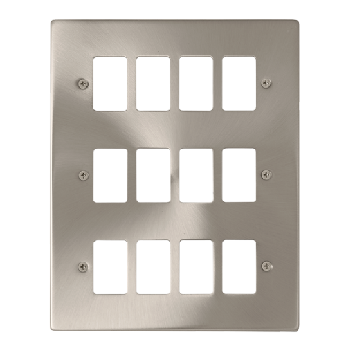Scolmore VPSC20512 - 12 Gang GridPro® Frontplate - Satin Chrome GridPro Scolmore - Sparks Warehouse