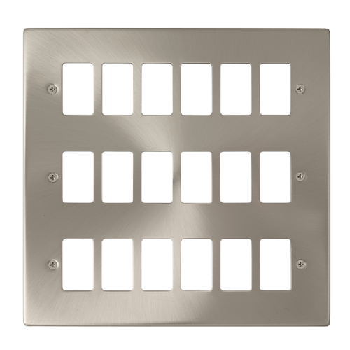 Scolmore VPSC20518 - 18 Gang GridPro® Frontplate - Satin Chrome GridPro Scolmore - Sparks Warehouse