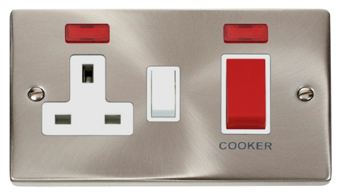 Scolmore VPSC205WH - 45A DP Switch + 13A Switched Socket + Neons (2) - White Deco Scolmore - Sparks Warehouse