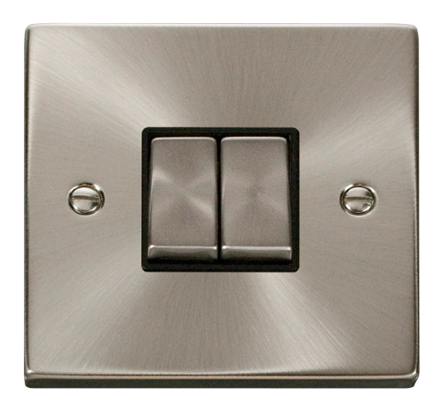 Scolmore VPSC412BK - 2 Gang 2 Way ‘Ingot’ 10AX Switch - Black Deco Scolmore - Sparks Warehouse