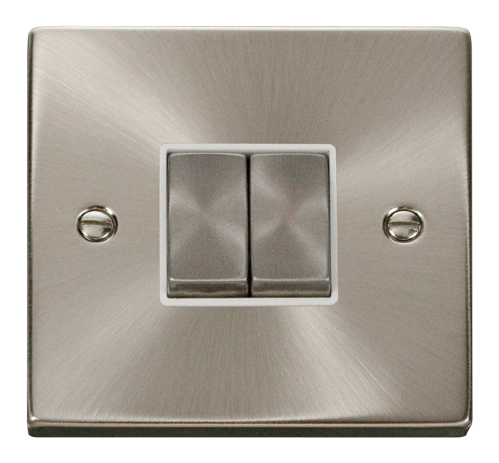 Scolmore VPSC412WH - 2 Gang 2 Way ‘Ingot’ 10AX Switch - White Deco Scolmore - Sparks Warehouse