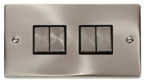 Scolmore VPSC414BK - 4 Gang 2 Way ‘Ingot’ 10AX Switch - Black Deco Scolmore - Sparks Warehouse