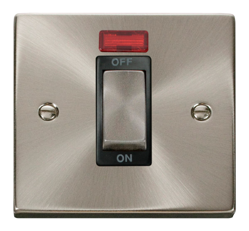 Scolmore VPSC501BK - Ingot 1 Gang 45A DP Switch With Neon - Black Deco Scolmore - Sparks Warehouse