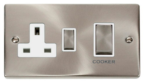 Scolmore VPSC504WH - Ingot 45A DP Switch + 13A Switched Socket - White Deco Scolmore - Sparks Warehouse