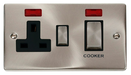 Scolmore VPSC505BK - Ingot 45A DP Switch + 13A Switched Socket + Neons (2) - Black Deco Scolmore - Sparks Warehouse