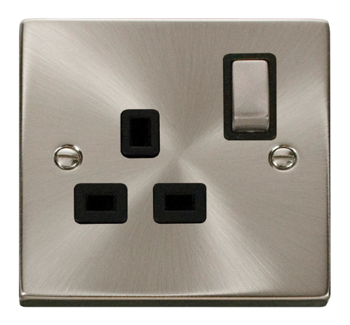 Scolmore VPSC535BK - 1 Gang 13A DP ‘Ingot’ Switched Socket Outlet - Black Deco Scolmore - Sparks Warehouse