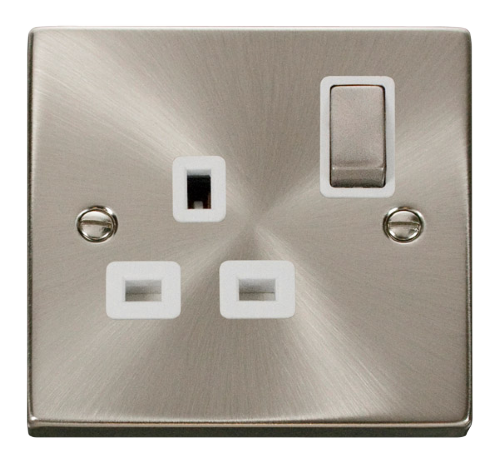 Scolmore VPSC535WH - 1 Gang 13A DP ‘Ingot’ Switched Socket Outlet - White Deco Scolmore - Sparks Warehouse