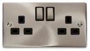 Scolmore VPSC536BK - 2 Gang 13A DP ‘Ingot’ Switched Socket Outlet - Black Deco Scolmore - Sparks Warehouse