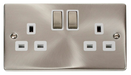 Scolmore VPSC536WH - 2 Gang 13A DP ‘Ingot’ Switched Socket Outlet - White Deco Scolmore - Sparks Warehouse