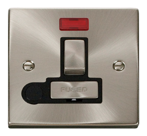 Scolmore VPSC552BK - 13A Fused ‘Ingot’ Switched Connection Unit With Flex Outlet + Neon - Black Deco Scolmore - Sparks Warehouse