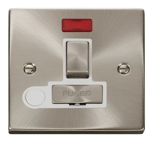 Scolmore VPSC552WH - 13A Fused ‘Ingot’ Switched Connection Unit With Flex Outlet + Neon - White Deco Scolmore - Sparks Warehouse