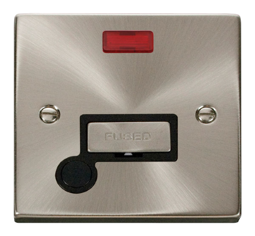 Scolmore VPSC553BK - 13A Fused ‘Ingot’ Connection Unit With Flex Outlet + Neon - Black Deco Scolmore - Sparks Warehouse