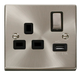 Scolmore VPSC571UBK - 13A 1G Ingot Switched Socket With 2.1A USB Outlet - Black Deco Scolmore - Sparks Warehouse