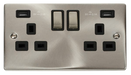 Scolmore VPSC580BK - 13A 2G Ingot Switched Socket With 2 x  2.1A USB Outlet (Twin Earth) - Black Deco Scolmore - Sparks Warehouse