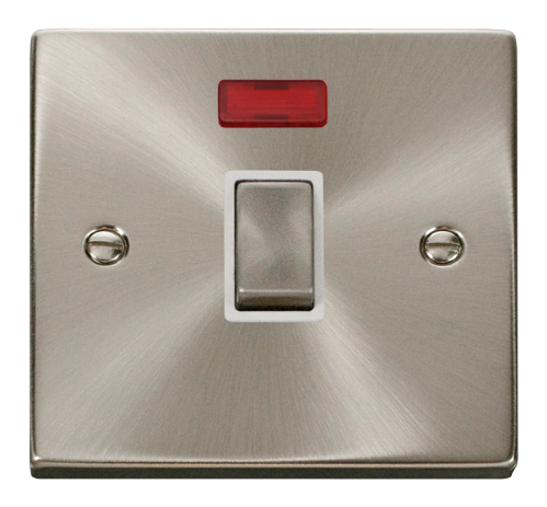 Scolmore VPSC723WH - 20A 1 Gang DP ‘Ingot’ Switch + Neon - White Deco Scolmore - Sparks Warehouse
