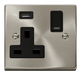 Scolmore VPSC771UBK - 13A 1G Switched Socket With 2.1A USB Outlet - Black Deco Scolmore - Sparks Warehouse