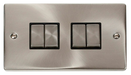 Scolmore VPSCBK-SMART4 - 2G Plate 2 x 2 Apertures Supplied With 4 x 10AX 2 Way Ingot Retractive Switch Modules - Black Deco Scolmore - Sparks Warehouse