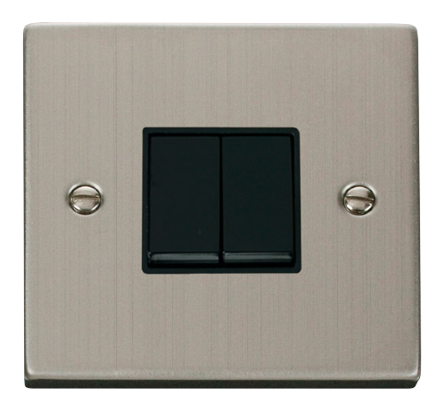 Scolmore VPSS012BK - 2 Gang 2 Way 10AX Switch - Black Deco Scolmore - Sparks Warehouse