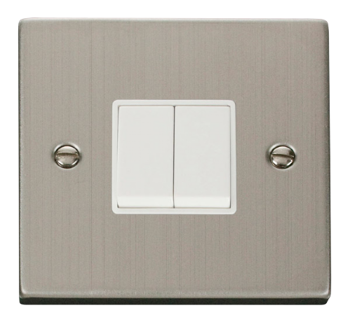 Scolmore VPSS012WH - 2 Gang 2 Way 10AX Switch - White Deco Scolmore - Sparks Warehouse