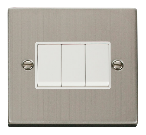 Scolmore VPSS013WH - 3 Gang 2 Way 10AX Switch - White Deco Scolmore - Sparks Warehouse