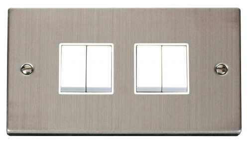 Scolmore VPSS019WH - 4 Gang 2 Way 10AX Switch - White Deco Scolmore - Sparks Warehouse